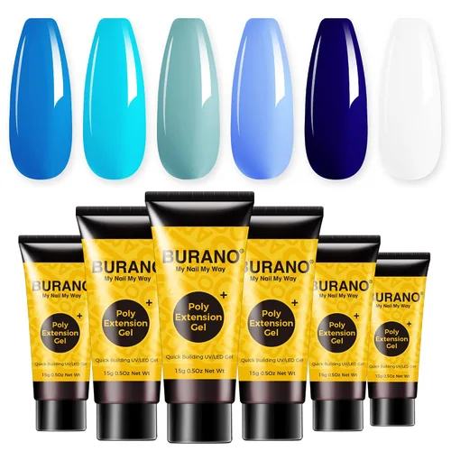Vista 18 de BURANO - Kit de uñas de gel con extensión de poliacrilato, set de gel constructor de uñas de poliacrilato de 6 colores para principiantes