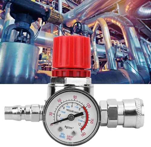 Vista 4 de Regulador de presión del compresor de aire con indicador de dial, válvula de control ajustable de aleación de zinc para accesorios