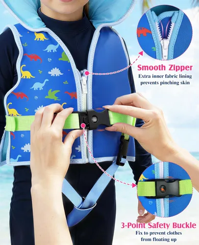 Vista 4 de HeySplash Chaleco de natación para niños pequeños, flotadores para niños de 22 a 44 libras/22 a 55 libras, chaqueta de natación para niños