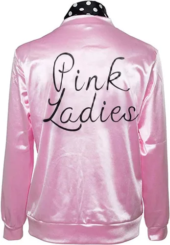 Vista 5 de FAYBOX Chaqueta rosa para mujer, disfraz de los años 50 para niñas, disfraz de Halloween