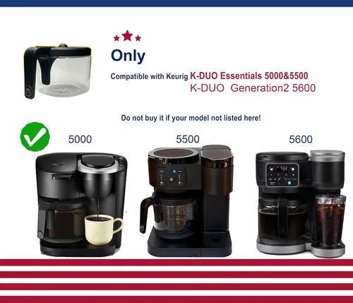 Vista 3 de Jarra de vidrio de repuesto compatible con Keurig K-Duo Essentials 5000 y 5500 y K-DUO Generation2 5600 - Repuesto de cafetera de repuesto,
