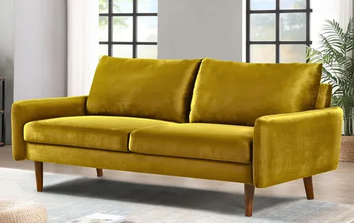 Vista 7 de Container Furniture Direct Kent - Sofá de terciopelo para salas de estar modernas y espacios compactos, cómodo sofá de 3 plazas, muebles de estudio