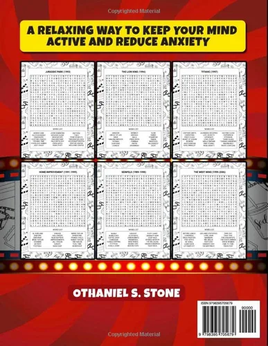 Vista 2 de 90s Movie Mania Puzzle Book Iconic Films and TV Shows of The Decade Large Print Word Search Puzzle - Anxiety Relieving - Relaxing - 2,000 Words for
