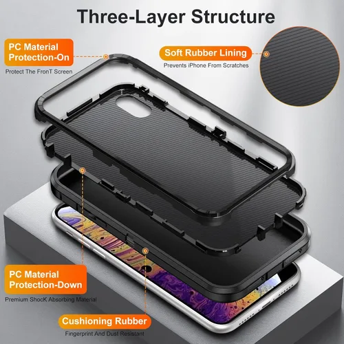 Vista 6 de Funda para iPhone Xs para hombre, híbrida a prueba de caídas, resistente, a prueba de golpes, ajuste delgado, ligera, funda protectora para iPhone