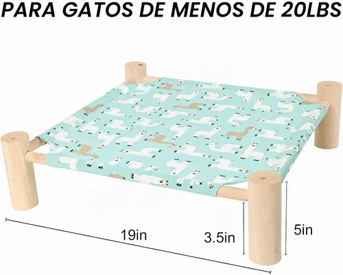 Vista 4 de Patas Lague Hamaca para gatos y perros, cama para perros pequeños, de madera, para gatos, mascotas, conejos, refrigeración, elevada