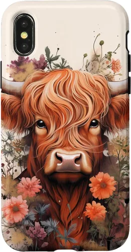 Vista 5 de Highland Cow Flowers Case for iPhone 17