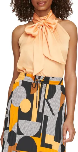 Vista 5 de Karl Lagerfeld Paris Women's Halter Front Tie Sleeveless Blouse