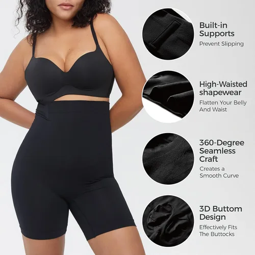 Vista 4 de AMRIY Fajas moldeadoras para mujer, control de abdomen, cintura alta, moldeadoras de cuerpo, pantalones cortos con levantamiento de glúteos, faja