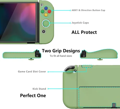 Vista 4 de PlayVital AlterGrips - Funda protectora delgada para Nintendo Switch OLED, funda de agarre ergonómica para Joycon, carcasa rígida acoplable
