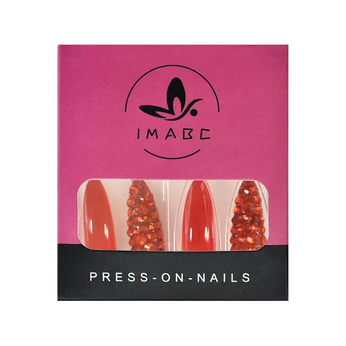 Vista 4 de Juego de 24 uñas postizas extralargas con diamantes de imitación, cobertura completa, juego de uñas postizas puntiagudas para mujer