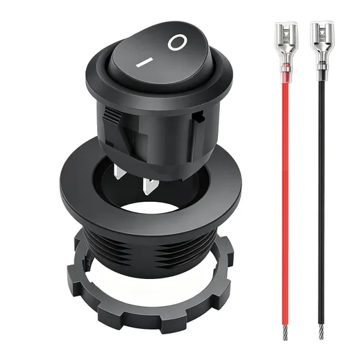 Vista 9 de Twidec Interruptor basculante redondo de 12 V de 12 V de encendido y apagado AC 6A/250 V 10 A/125 V SPST 2 pines 2 posiciones 12 voltios DC círculo