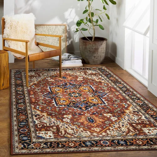 Vista 45 de Moynesa Alfombra ultra fina lavable de 2 x 3 pies, alfombra pequeña de cocina para entrada, interior, antideslizante, tapete vintage para puerta