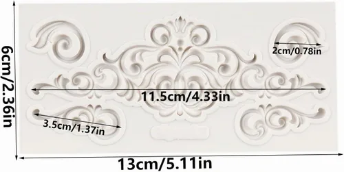 Vista 2 de Molde barroco para fondant, molde de silicona con borde de encaje