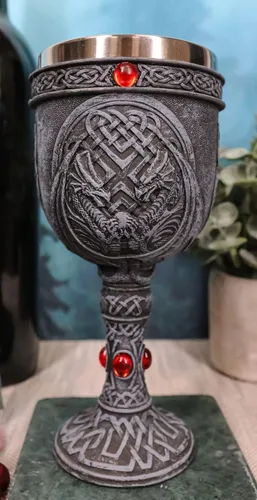 Vista 7 de Ebros Ancient Celtic Knotwork Double Dragons Protecting Blood Vial Copa de vino Copa de cáliz de 6 onzas Gótico Calabozos y Dragones Elixir medieval