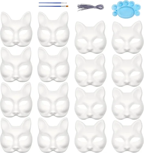 Vista 13 de Qavctw DIY White Masks Paper Cosplay Christmas Party Mask Unpainted Plain Craft Masquerade Masks