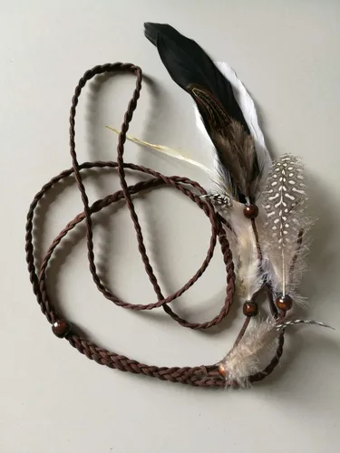 Vista 3 de Juego de 2 tocados y brazaletes de plumas hippie gitanas, tocados bohemios, hechos a mano, tocado tribal indio, diadema de plumas, accesorios
