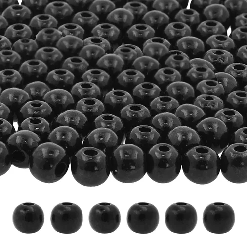 Vista 48 de Mandala Crafts - 2000 cuentas de madera redondas pequeñas de 6 mm para manualidades, suministros de macramé - cuentas de madera natural negra sin