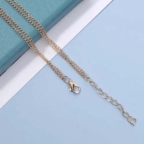 Vista 5 de Collar de barra de disco en capas de Bohemia, collar de Lariat de disco dorado, collar con colgante de barra vertical, collar de barra larga en Y