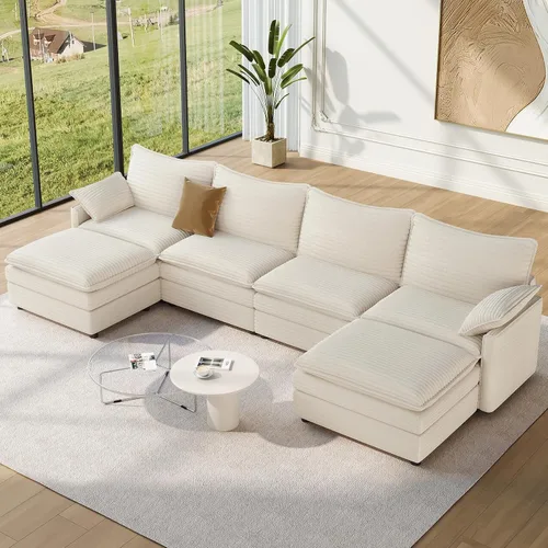 Vista 102 de Vesgantti Sofá modular de 108 pulgadas, cómodo sofá de nube con asiento profundo otomano movible, sofá modular en forma de L, sofás seccionales