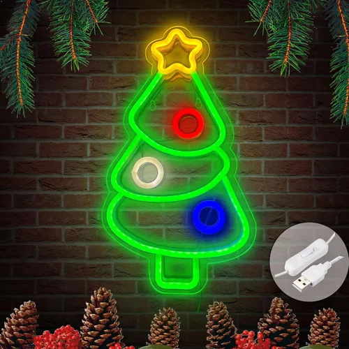 Vista 9 de Letreros de neón de Navidad para decoración de pared, funciona con USB, luces decorativas para el hogar, oficina, bar, pub, club, suministros