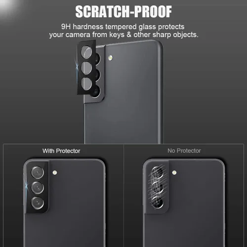 Vista 5 de Paquete de 3 protectores de lente de cámara de vidrio templado para Samsung Galaxy S21 FE 5G, no afecta el flash