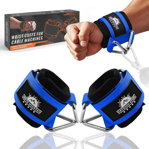 Vista 10 de Puños ajustables para muñeca de neopreno con correas acolchadas para equipos de entrenamiento de fuerza con máquinas de cable
