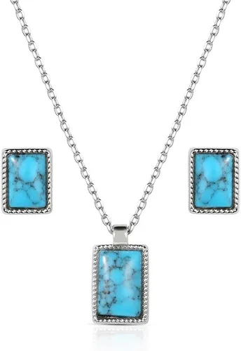 Vista 13 de Montana Silversmiths Conjunto de joyería de estilo occidental con turquesa elaborada a mano: aretes y collar