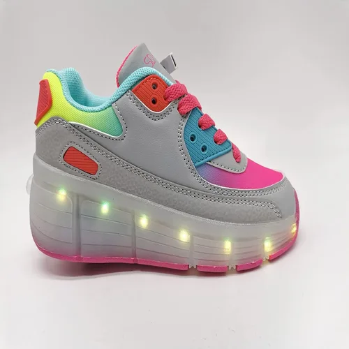 Vista 6 de SDSPEED - Zapatos deportivos de patinaje para niños con ruedas individuales de LED