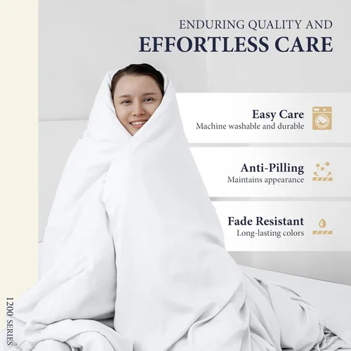 Vista 6 de Juego de 4 fundas de almohada 100% de algodón egipcio, tamaño estándar/Queen, lujosas fundas de almohada de 1200 hilos color blanco satinado, fundas