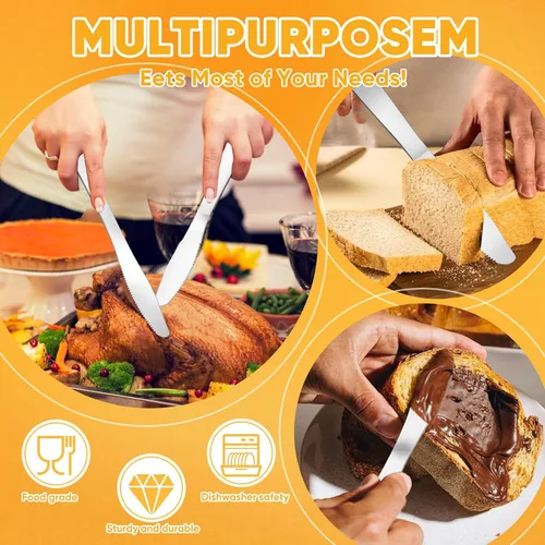 Vista 5 de 150 cuchillos de cena, cuchillo de mantequilla a granel de 8.3 pulgadas, cuchillos de acero inoxidable, cubiertos para mesa, hogar, restaurante