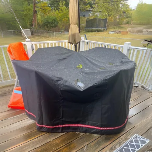 Vista 5 de Juego de fundas para juegos de muebles de patio Turtle Life, funda resistente redonda para mesa de comedor y sillas al aire libre, funda