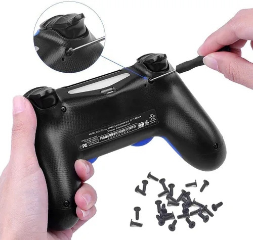 Vista 6 de Yosikr Thumbsticks - Palanca de mando para Playstation 4 PS4 con destornillador cruzado + piezas de repuesto de gatillo L2 R2 L1 R1 + botones Bullet