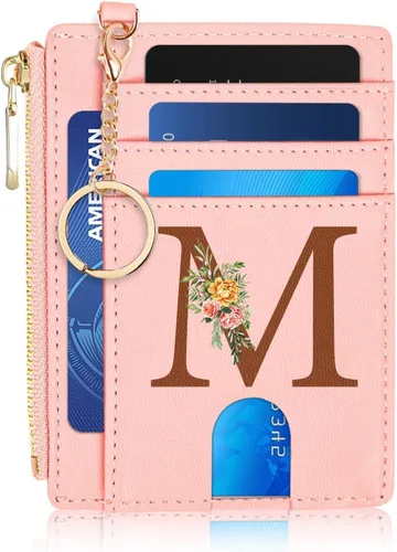 Vista 12 de Tarjetero para mujer minimalista y delgado con bolsillo frontal, bloqueo RFID, cartera compacta con ventana para identificación y bolsillo