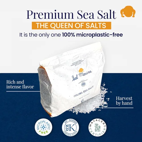 Vista 3 de SAL MARINA Sal marina de Colima sin refinar 5 libras Sal kosher 100% natural - Vegano sin gluten orgánico sal de mesa condimentos alimentos
