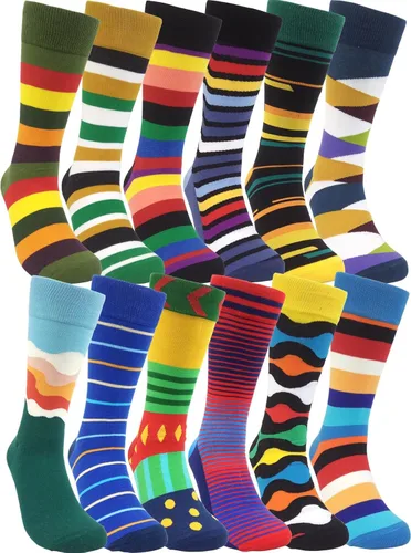 Vista 16 de HSELL Calcetines de vestir para hombre, diseños divertidos y locos, calcetines de algodón con patrón novedoso, regalos divertidos para hombres 12