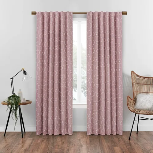 Vista 4 de Eclipse Absolute Zero Nora Geo - Cortinas opacas con aislamiento térmico y bolsillo para barra, para dormitorio, panel individual, 50 x 63 pulgadas