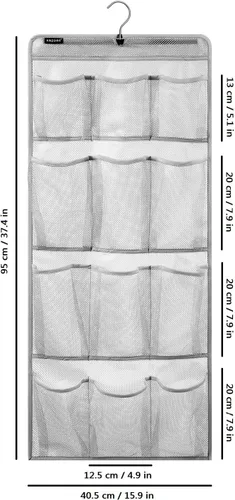 Vista 8 de Organizador de ducha de malla con soporte colgante, de secado rápido, para almacenamiento en el baño, con accesorios de tocador y gancho giratorio