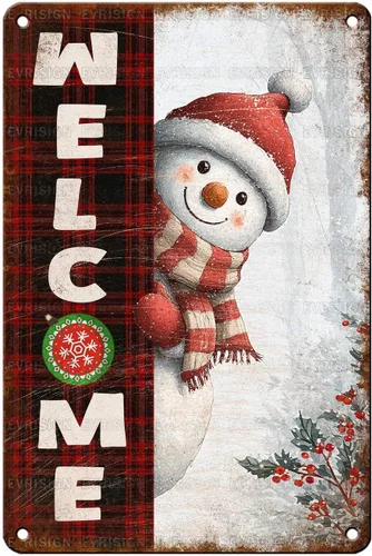 Vista 30 de Letrero de metal con texto en inglés "Just a Girl Who Loves Christmas", póster de hojalata para árbol de Navidad, decoración conmovedora de pared