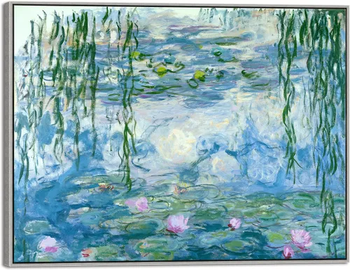 Vista 17 de Wieco Art Arte de pared enmarcado, lirios de agua por Claude Monet, lienzo, pinturas impresas, reproducción, lienzo moderno, arte de pared