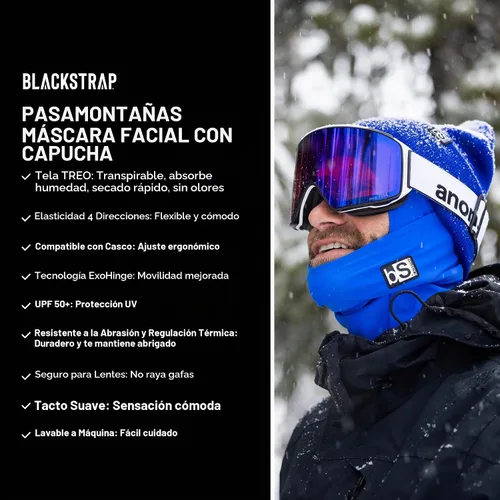 Vista 2 de BLACKSTRAP Máscara de pasamontañas con capucha, máscara de esquí para clima frío, transpirable, absorbe la humedad y compatible con casco