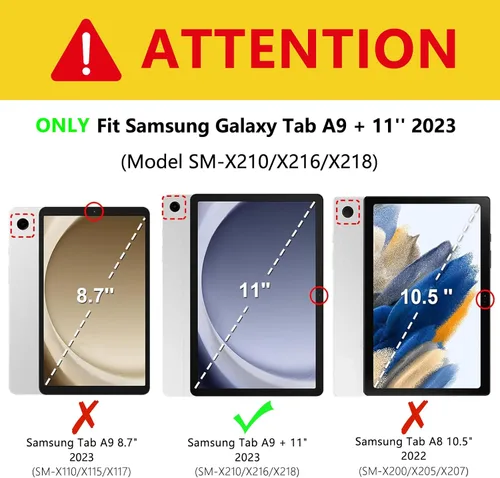 Vista 2 de MORECOO Funda para Samsung Galaxy Tab A9 Plus con teclado de 11 pulgadas 2023 (SM-X210/X216/X218), funda para tableta A9 Plus con teclado