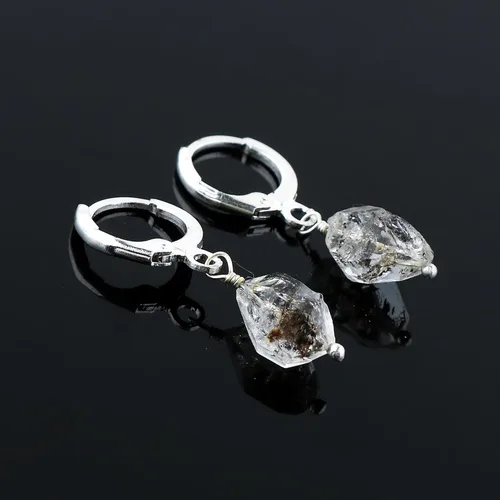 Vista 34 de Aretes de aro de cristal afganita natural Piedras afganas de alto grado Aretes chapados en plata Gota lisa Joyas de piedras preciosas hechas
