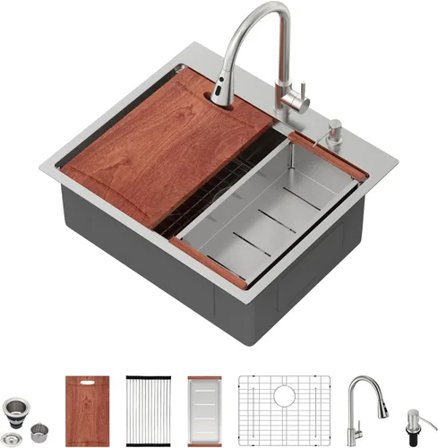 Vista 65 de Fregadero de cocina para exteriores 15 x 15 pulgadas, fregadero de bar de 15 x 15 pulgadas, fregaderos de cocina de acero inoxidable de calibre 16