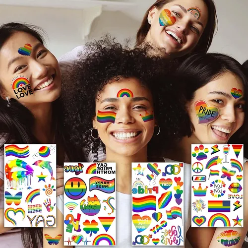 Vista 6 de Más de 132 tatuajes temporales de orgullo gay LGBT para mujeres, hombres y adultos, tatuajes temporales de arco iris temporales, calcomanías