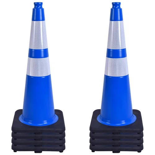 Vista 42 de OrangeStar 6 Pack 36" Conos de seguridad de tráfico, conos de estacionamiento verdes con collar reflectante, conos de construcción con base