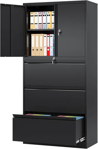 Vista 25 de Archivador de 2 cajones con cerradura, archivador vertical móvil para colgar carpetas tamaño A4/carta/legal, debajo del escritorio, pequeños