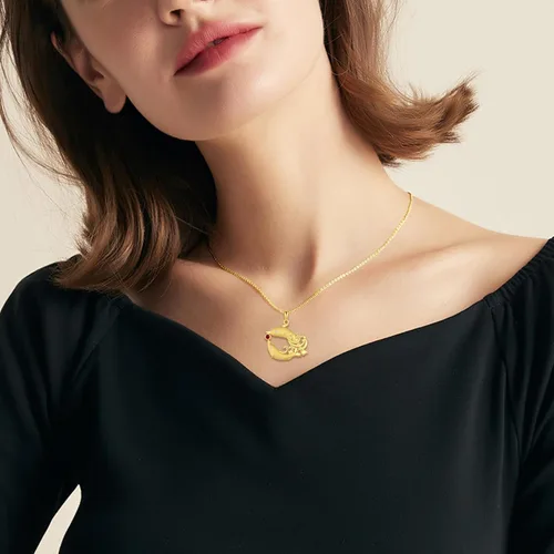 Vista 4 de Collar con colgante de plata de ley, regalo de joyería para niñas y mujeres
