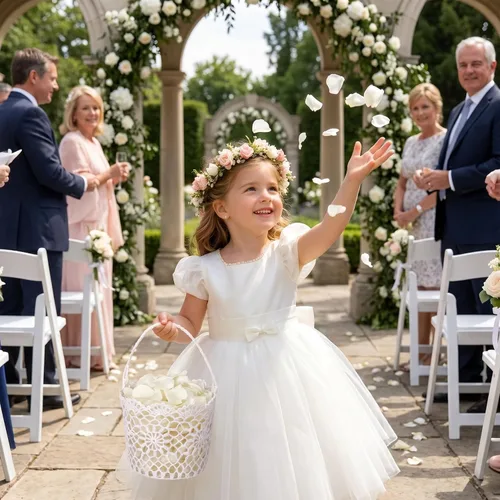 Vista 6 de WILLBOND 4 cestas blancas para niña de las flores con asa para ceremonia de boda, 5.9 x 4.72 x 4.33 pulgadas