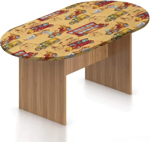 Vista 19 de XISUNYA Mantel ajustable ovalado, mantel ajustable de poliéster elástico para cámper, con texto en inglés «You Make Me Happy Quote», mantel Multi