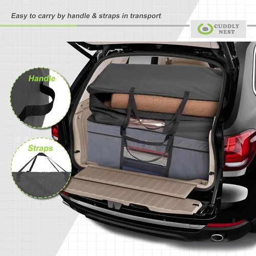Vista 8 de Cuddly Nest Bolsa de Almacenamiento para Colchón Plegable - Funda de Transporte Resistente para Cama de Invitados Tri-Fold